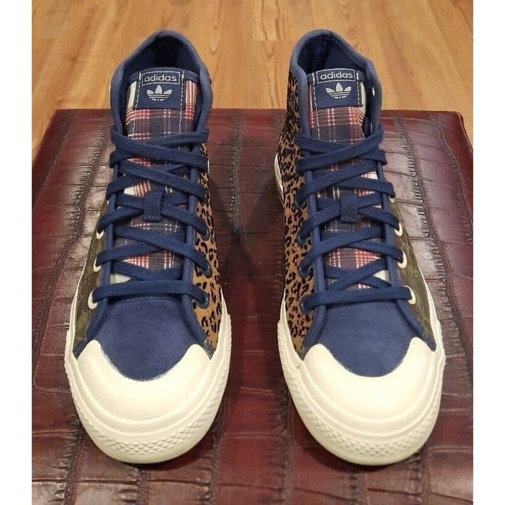 Adidas Navy and Leopard Pattern Sneakers